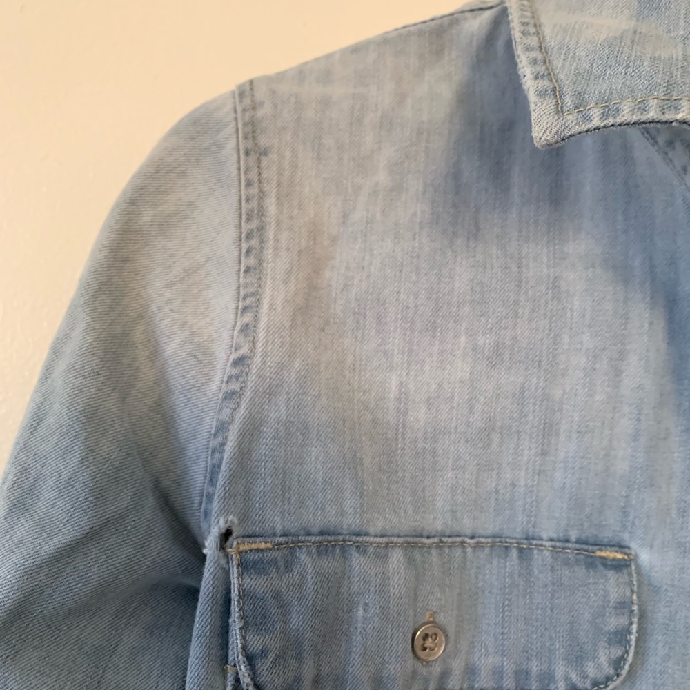 Zara Basic Denim Button Down Shirt - image 3